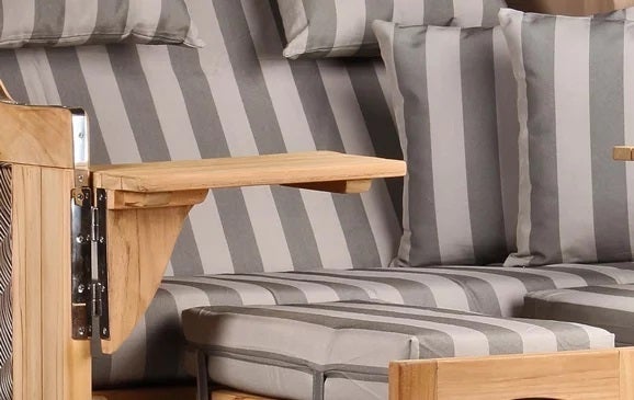 Strandkorb Rantum Grande Teak PE grey Dessin 537
