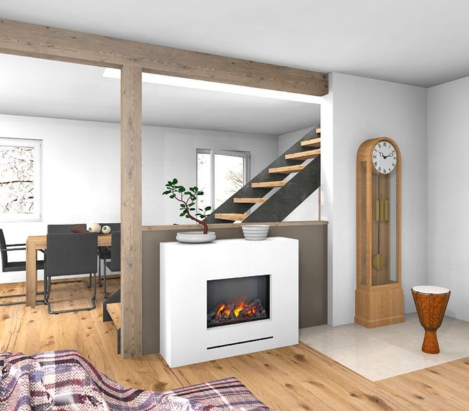 GLOW FIRE Elektrokamin 'Lessing' | Wasserdampf Kamin mit Heizung in weiß als Standkamin | HxBxT: 90x110x35 cm