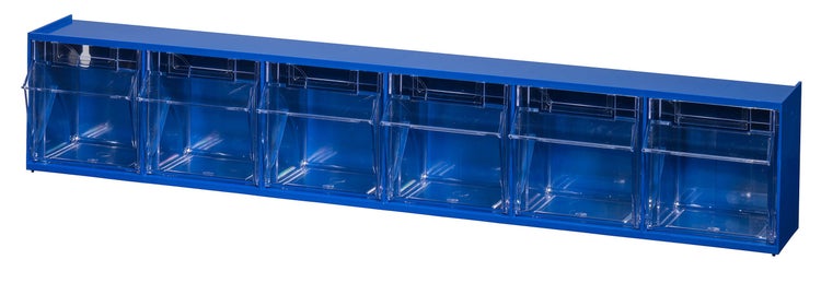 PROREGAL Klappschüttenmagazin VarioPlus ProFlip 6 HxBxT 11,5 x 60 x 9,5 cm Blau-Transparent