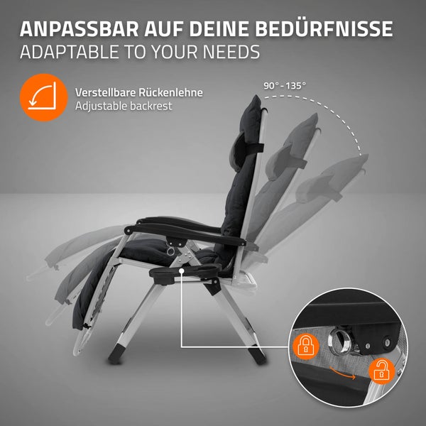 Hauki 2er Set Sonnenliege klappbar Schwarz, Liegestuhl mit Polster, Nackenkissen, Getränkehalter, Extra groß Gartenliege wetterfest, Zero Gravity Stuhl, Outdoor Relaxliege, Gartenstuhl mit Rückenlehne