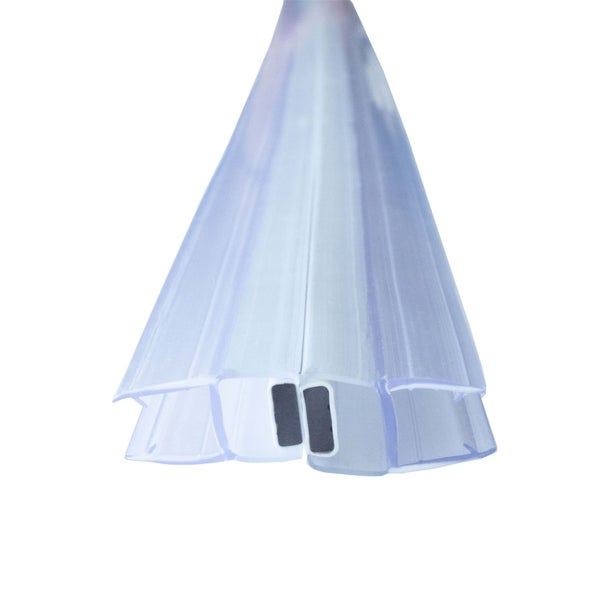Transparente Magnetdichtung für Duschtüren aus Kunststoff.
