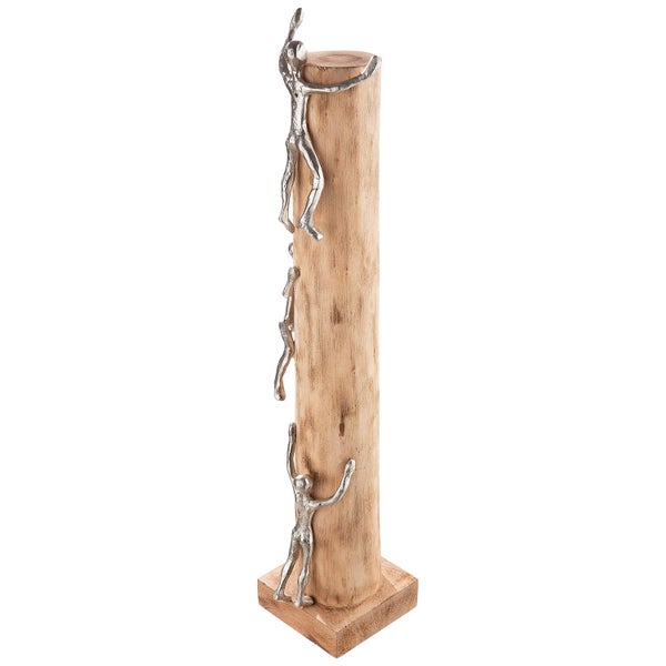 Skulptur GILDE Dekoration Höhe 55cm Breite 12cm naturfarben Aluminium, Mangoholz