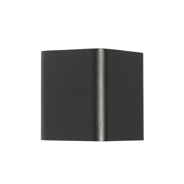 Quadratische Wandleuchte in Schwarz, modernes Würfeldesign aus Metall.