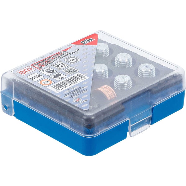 Ölablassschrauben Reparatur Satz im blauen Kunststoffkoffer