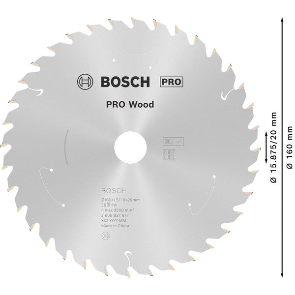 Bosch Pro Wood Kreissägeblatt, Durchmesser 160 Millimeter