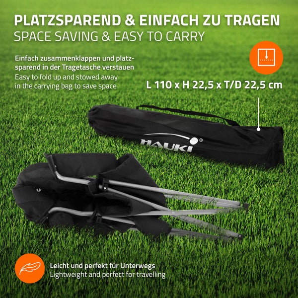 Hauki Campingstuhl faltbar, Schwarz, Angelstuhl mit Getränkehalter & Tragetasche, Gartenstuhl klappbar, bis 150kg, Übergroßer Klappstuhl mit Hochlehner, Gepolster Faltstuhl leicht, Anglerstuhl tragbar