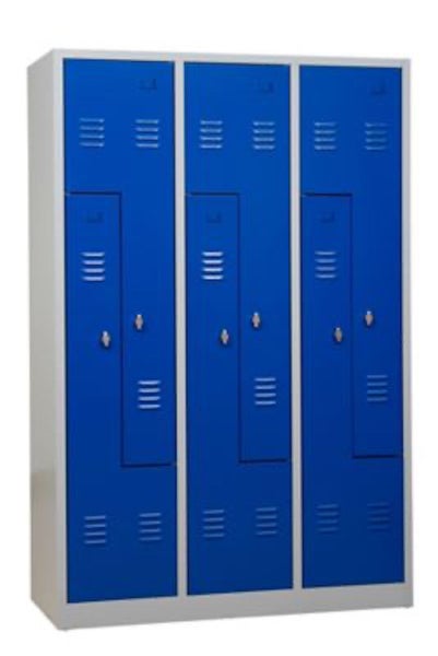 PROREGAL Garderobenspind Camel 6-Fächer-Z-Design HxBxT 180 x 120 x 50 cm Vorhängeschloss Grau-Blau