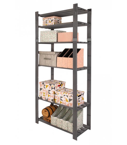 PROREGAL Holzregal Pinepeak HxBxT 200 x 80 x 38 cm 6 Fachboden 1,2 cm Dickes Kiefernholz Grau