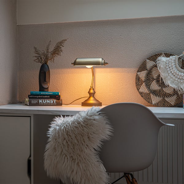 Klassische Tischlampe/Notarlampe Bronze - Banker