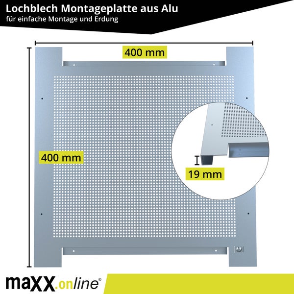 Lochblech Montageplatte aus Aluminium, 400 mal 400 Millimeter