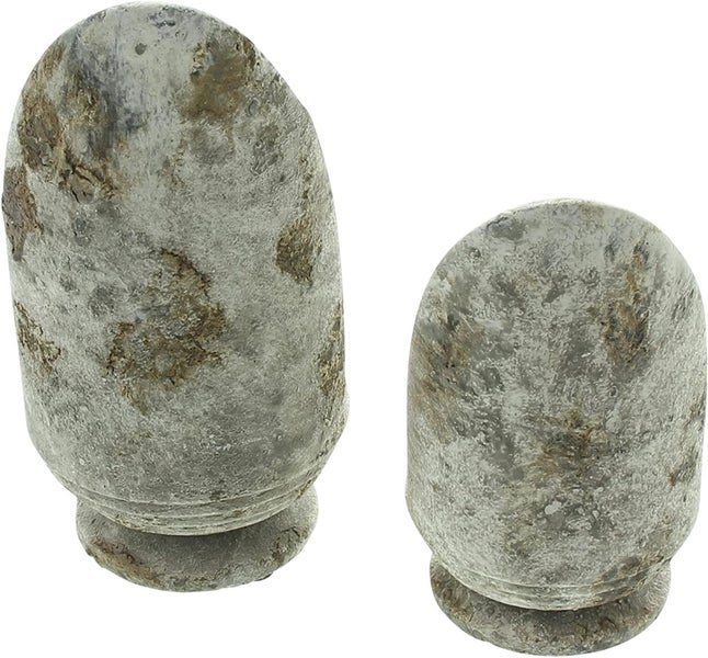 Dekoleidenschaft 2x Kerzenhalter Stone in Steinoptik, aus Steingut, Windlicht wetterfest, Kerzenständer, Gartendeko für Draußen