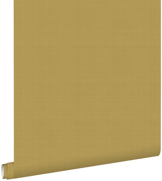 ESTAhome Tapete Leinen-Optik Ockergelb - 53 cm x 10.05 m - 139027
