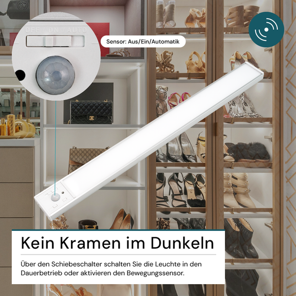 LED Leuchte mit Bewegungssensor in einem Kleiderschrank