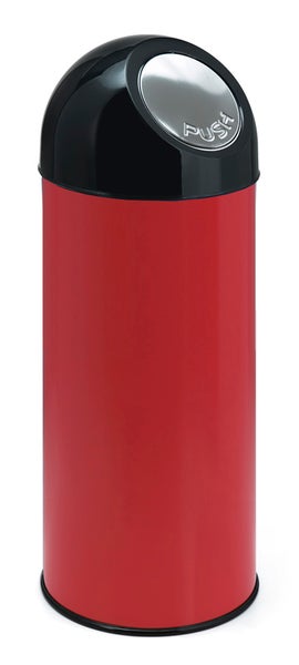 PROREGAL Klassischer Abfallbehälter Mit Pushdeckel und Inneneimer 55 Liter HxBxT 84 x 31 x 31 cm Metall Rot