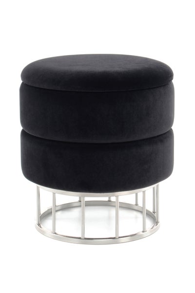 Hocker elegant, mit Stauraum Schwarz Rund Ø 37,5 cm