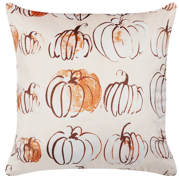 Dekokissen CUCURBITA Samtstoff 45 x 45 cm Beige Pflanzenmuster