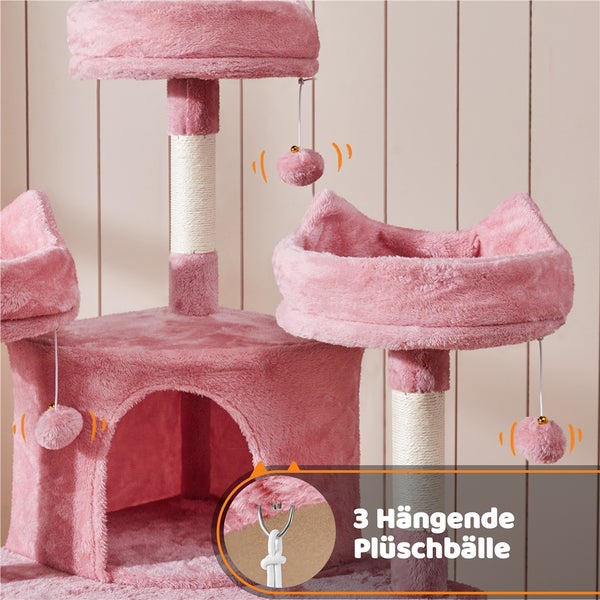 Katzenkratzbaum mit Höhle, Liegeflächen und Spielbällen