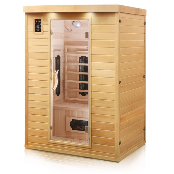 Dewello® Infrarotkabine Infrarotsauna LAVAL PLUS 135cm x 105cm inkl. 7 Keramikstrahler, Karbonstrahler, Radio, Farblicht