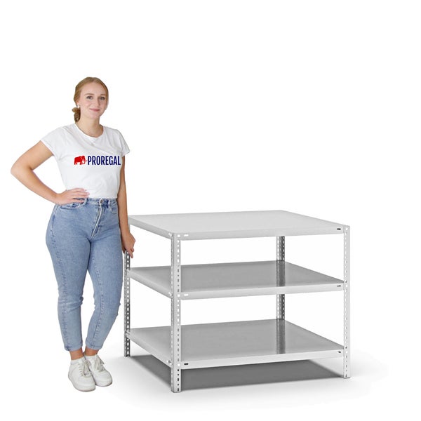 PROREGAL Fachbodenregal Schraubsystem Medium-Duty Grundregal HxBxT 80 x 100 x 80 cm 3 Ebenen Fachlast 200 kg Beidseitig Nutzbar Lichtgrau