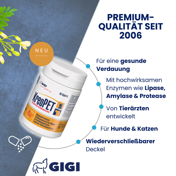 KreoPET mit natürlichen Verdauungsenzymen in einer Dose mit wiederverschließbarem Deckel