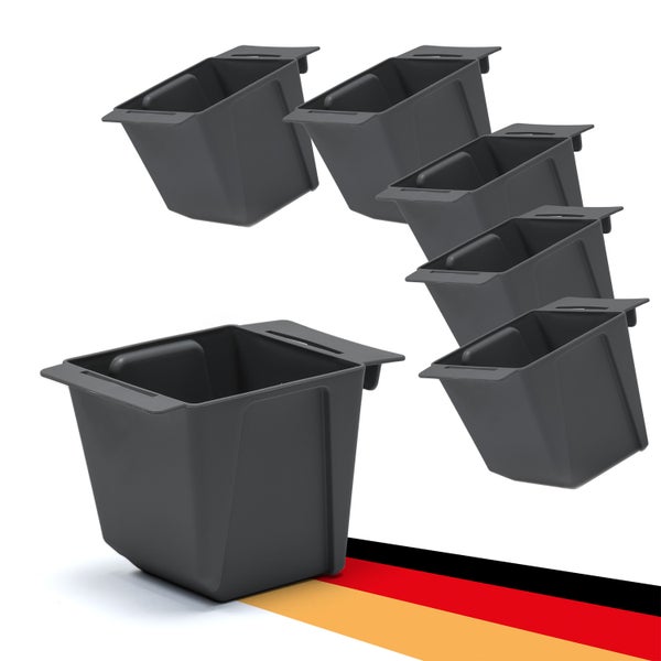 BigDean 6er Set Mini Paletten Blumenkästen - Einsatz - mit Hängesystem zum Einhängen - 10cm klein anthrazit - Pflanzkasten für Europalette Balkonkasten Blumentopf - aus recyceltem PP-Kunststoff
