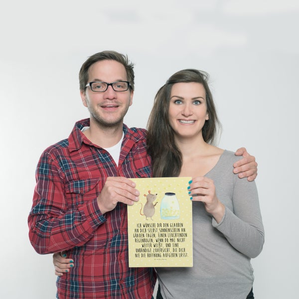 Mr. & Mrs. Panda DIN A4 Poster Maus Sterne - Gelb Pastell