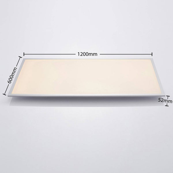 Rechteckiges LED-Panel mit Abmessungen von 1200 Millimeter mal 600 Millimeter und einer Tiefe von 52 Millimeter.