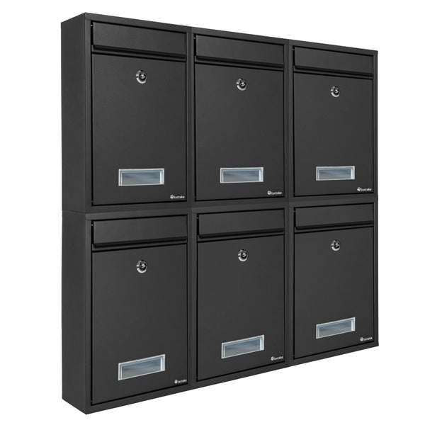 Briefkasten tectake  215 x 90 x 320 mm aus beschichtetem Stahl schwarz