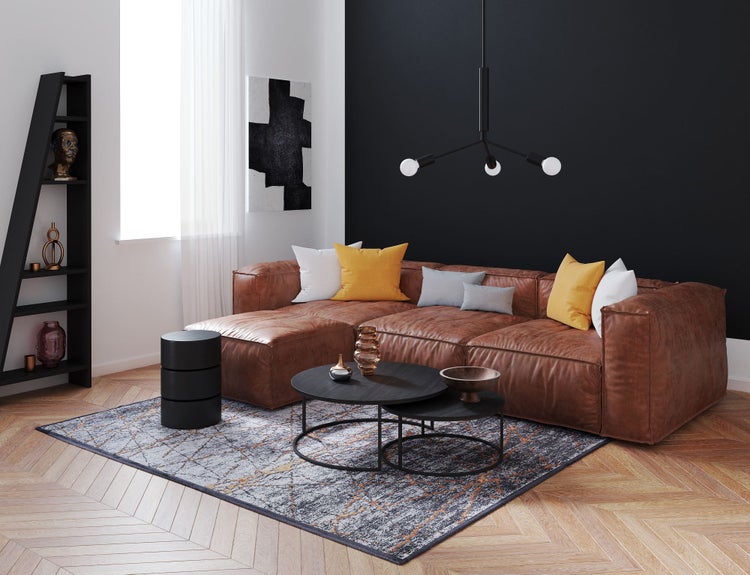 Moderner Kurzflorteppich Oreilia Silber/Gold 195x280 cm