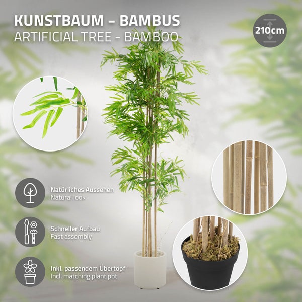 Kunstbaum Bambus, 210 cm hoch, im Topf