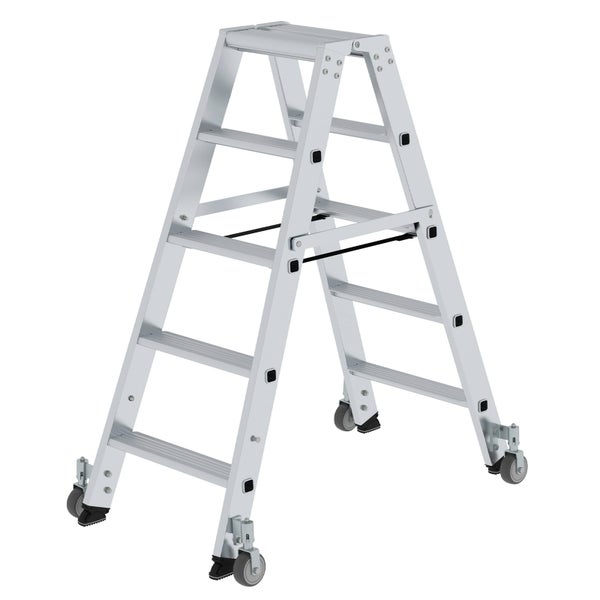 MUNK Stehleiter beidseitig begehbar mit Rollen 2x5 Stufen