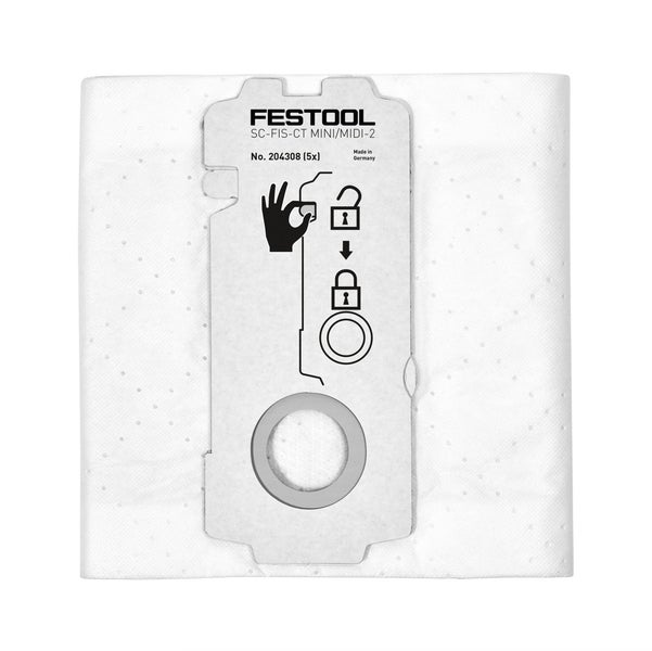 Festool SELFCLEAN Filtersack SC-FIS-CT MINI/MIDI-2/25 ( 5x 204308 ) für CT MINI und CT MIDI ab Baujahr 2019 25 Stück