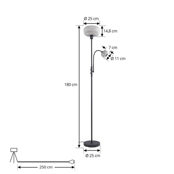 Lindby Stehlampe Aliette (Modern) in Schwarz aus Metall (2 flammig, E27) - Stehleuchte Standleuchte Floor Lamp Wohnzimmerlampe Wohnzimmerleuchte