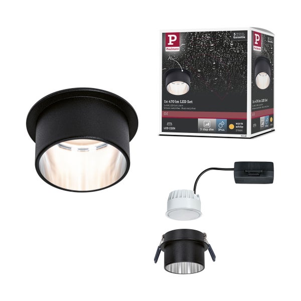 Paulmann Gil LED Einbaustrahler Set mit 470 Lumen, Aluminiumgehäuse und IP44 Schutz