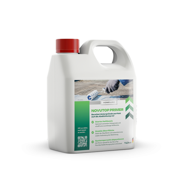 Home Line NovuTop Primer 1 Liter im Kunststoffkanister für die Vorbereitung von Untergründen bei Flachdachabdichtungen.