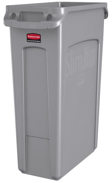 PROREGAL Rubbermaid Slim Jim Mülleimer Mit Belüftungskanälen 87 Liter HxBxT 76,2 x 28 x 56 cm Grau