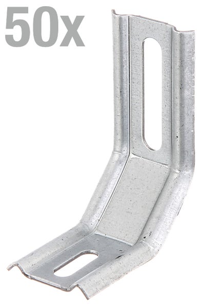 Set mit 50 verzinkten Metallwinkeln mit Langloch zur Befestigung