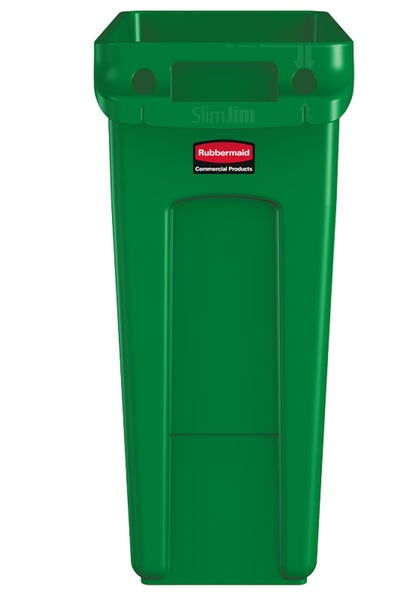 PROREGAL Rubbermaid Slim Jim Mülleimer Mit Belüftungskanälen 60 Liter HxBxT 63,5 x 28 x 56 cm Grün
