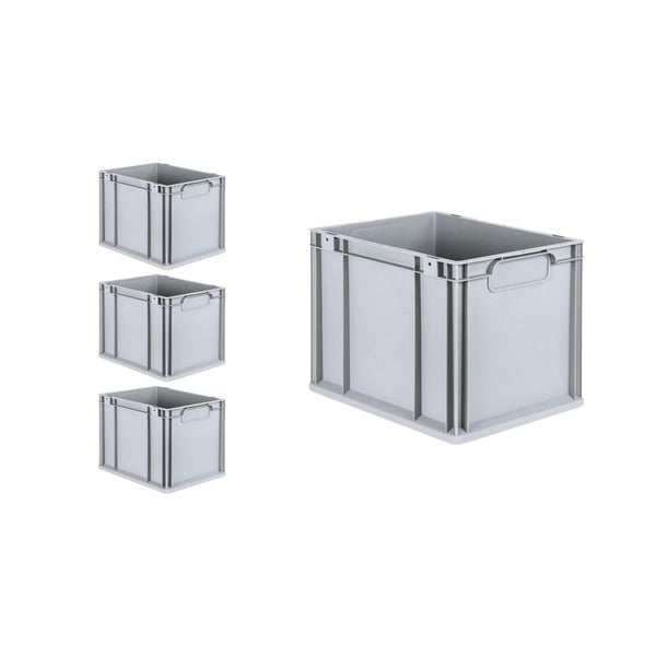 PROREGAL Spar Set 4x Eurobox Nextgen Economy Mit Auflagedeckel & 4x Schiebeschnappverschlüsse Grün Griffe Geschlossen HxBxT 32 x 30 x 40 cm 30 Liter