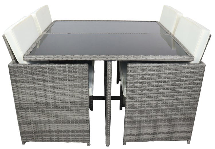 5tlg Sitzgruppe Gartenmöbel Set Rattan Grau HORNBACH