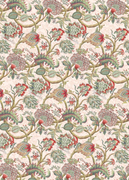 Florales Stoffmuster mit Blumenmotiven und Blattwerk