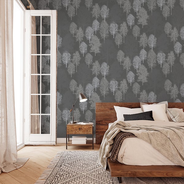 Tapete Blau Silber Illustration Modern Natur für Wohnzimmer Schlafzimmer MADE IN GERMANY 10,05 x 0,53m