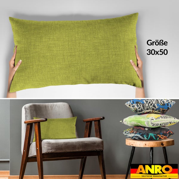 Kissenhülle Leinenoptik 30x50cm mit Füllung Pistaziengrün