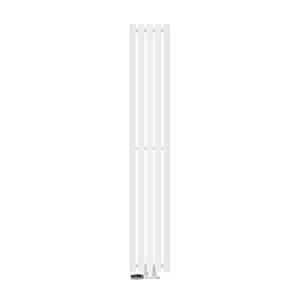ECD Germany Design Paneelheizkörper Stella Mittelanschluss 260 x 1600 mm Weiß mit Anschlussgarnitur inkl. Thermostat Eck Wand, Flach, Einlagig, Vertikal, Heizkörper Badheizkörper Bad Heizung