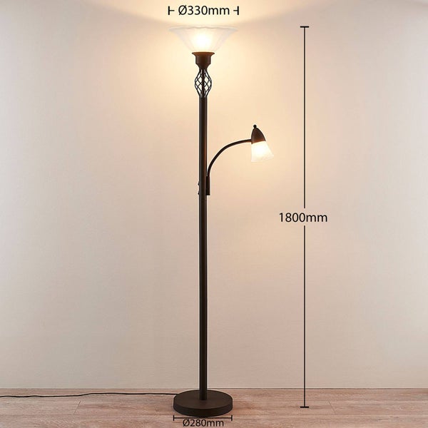 Stehleuchte mit Leselampe, 1800 Millimeter hoch