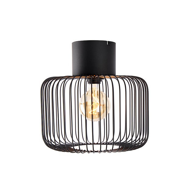 Deckenleuchte aus Metall mit einem Lampenschirm in Käfigoptik