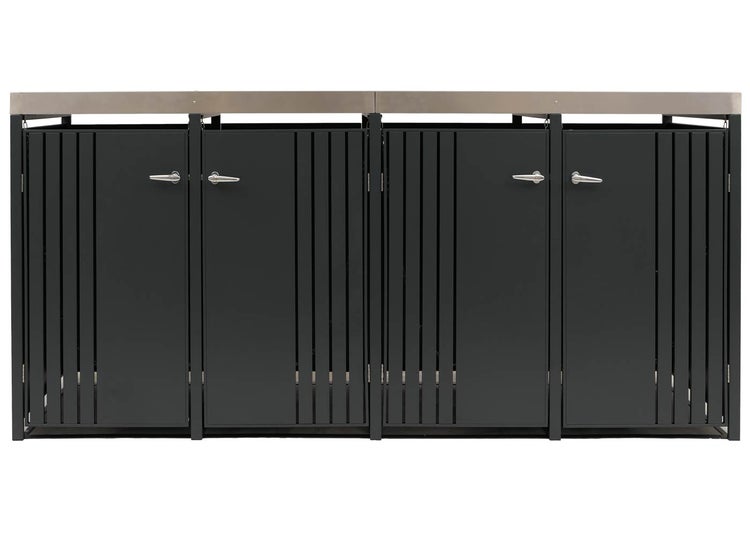 Mülltonnenbox für zwei Mülltonnen mit Türen und Griffen