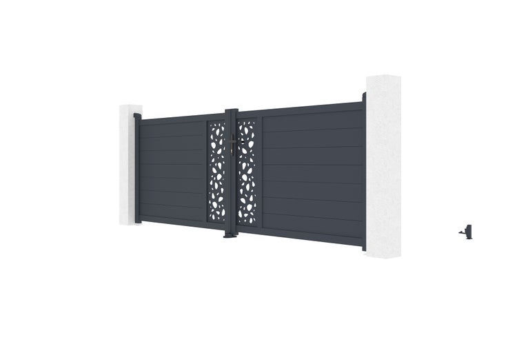 Flügeltor 3,5 m SUNNY H.120 graues Aluminium