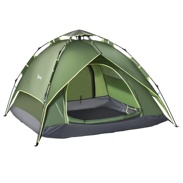 Outsunny Campingzelt, Doppelzelt,  210 x 210 x 140 cm, Polyester + Glasfaser, Dunkelgrün