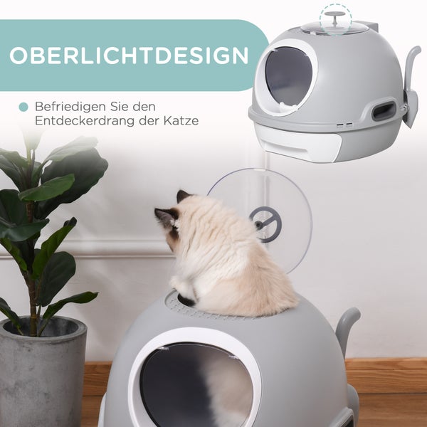 PawHut Katzentoilette, B47 x T55 x H44 cm, PP, ABS, Grau
